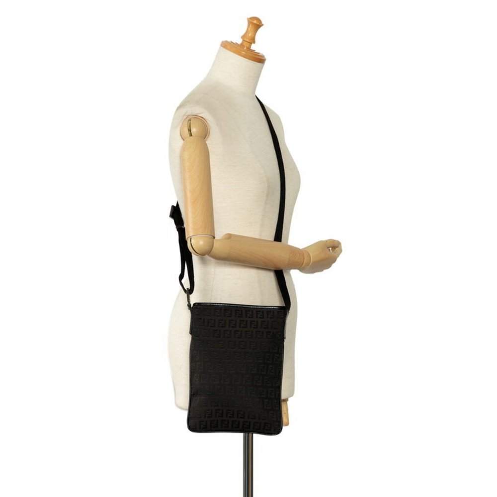 FENDI Zucchino Shoulder Bag 8BT079 Brown Canvas Leather Women's - Picture 9 of 9